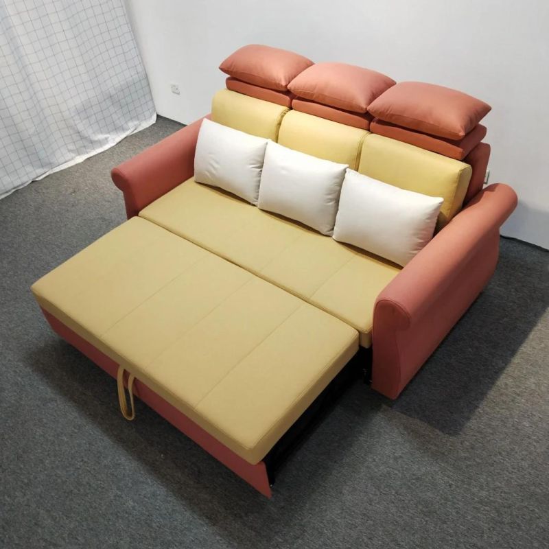 Mixed Color Modern Sofabed Fabric Three Seater Pulling out Sofa Set