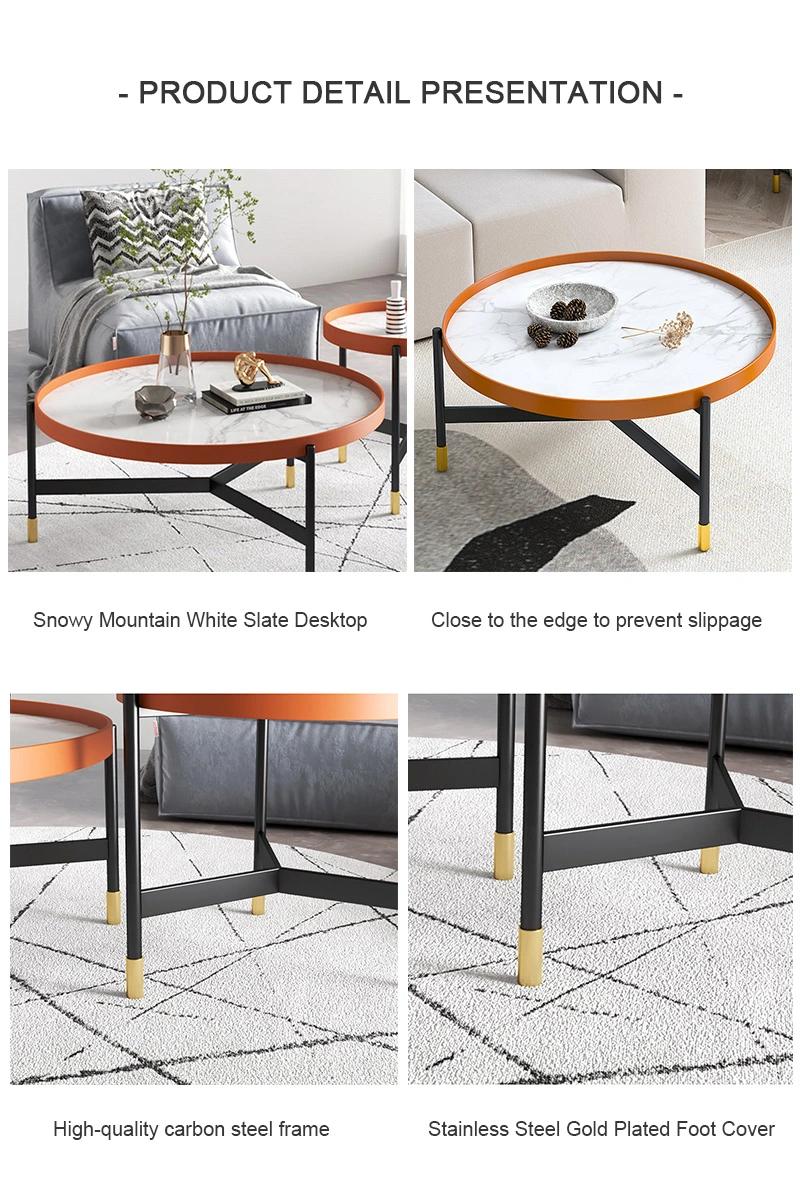 Nordic Outdoor Office Furniture Marble Side Table Metal Coffee Table