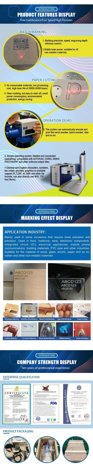 Portable Small Fiber Laser 20W 30W 50W 100W Max Raycus Jpt CNC Desktop Color Fiber Laser Marking Machine Price for Metal Sale