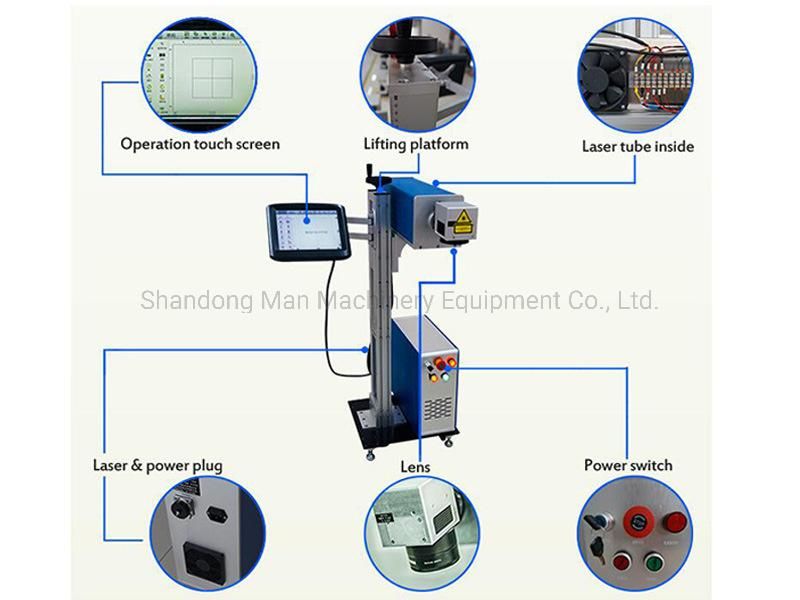 CO2 Laser Marking Machine for Fly Marking on Pipe Line Big Material