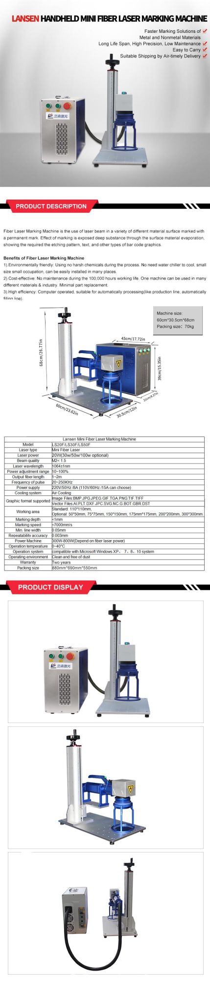 Mini Portable 50W Fiber Laser Marking Machine for Jewelry