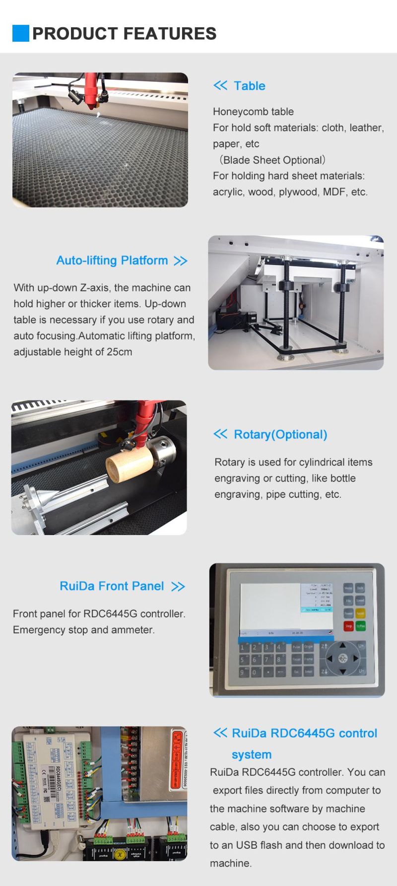 Nonmetal Laser 400mm*600mm Couper Graver Plate-Forme Elevatrice