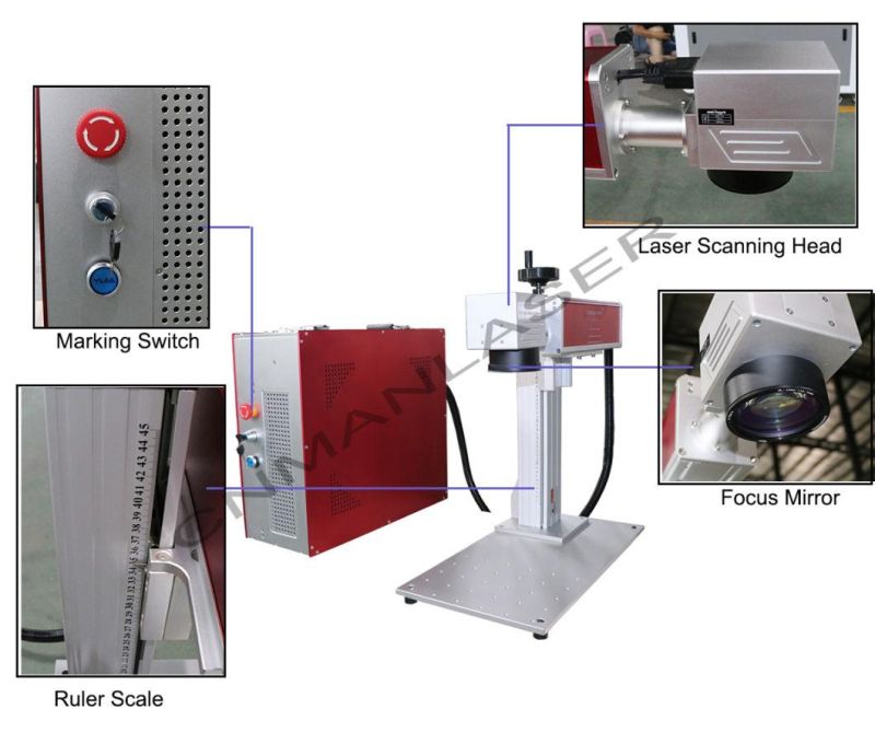 50W Fiber Laser Marking/ Engraving/ Cutting Machine for Metal/Plastic/Rubber/PVC