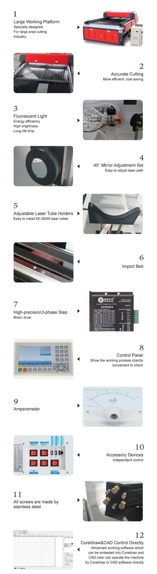 Lihua 200w 300w Wood Cardboard Co2 Laser Cutting Machine 1325