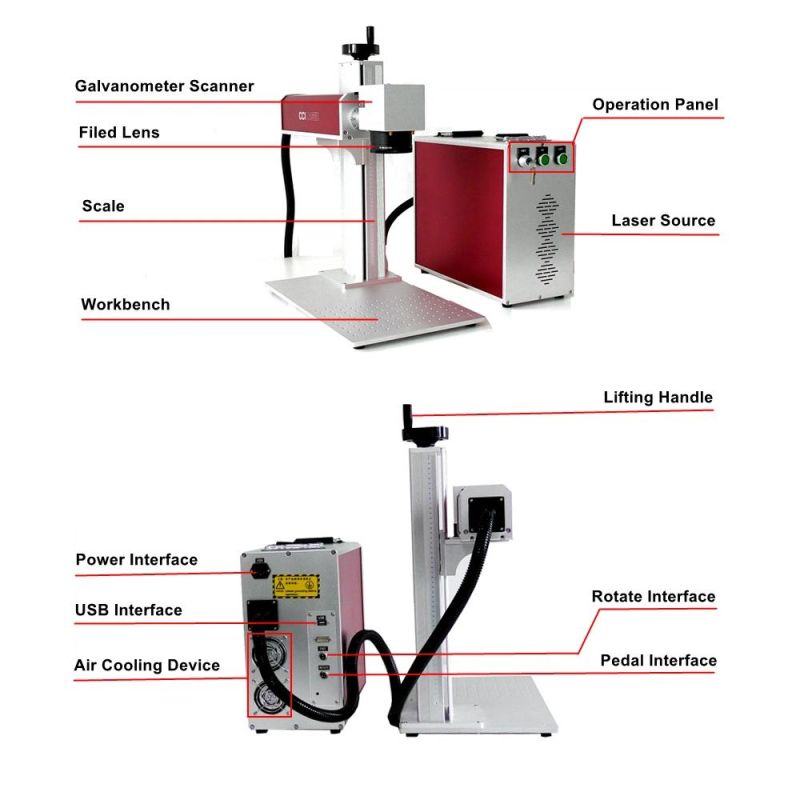 50W Ipg Fiber Laser Marking Machine Sliver Raycus Laser Source Jewelry Laser Cutting