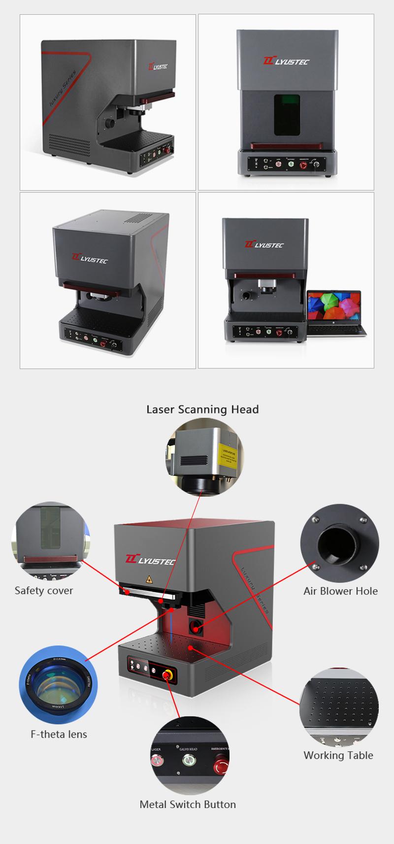 New Model Desktop Metal Fiber Laser Marking Machine with Safety Cover 20/30/50W