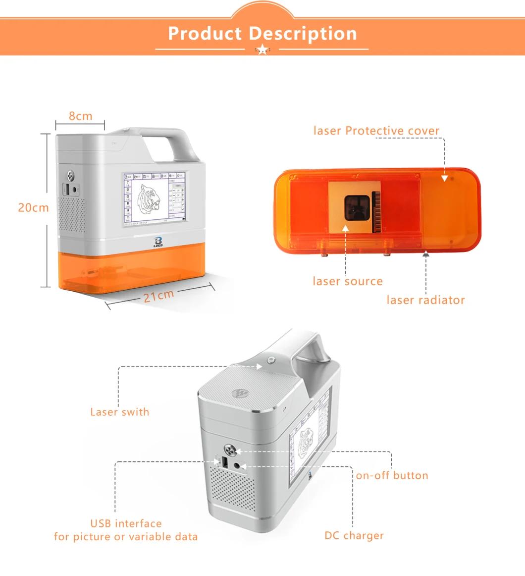 Portable Laser Printing Batch Code Number Coding Machine for Plastic