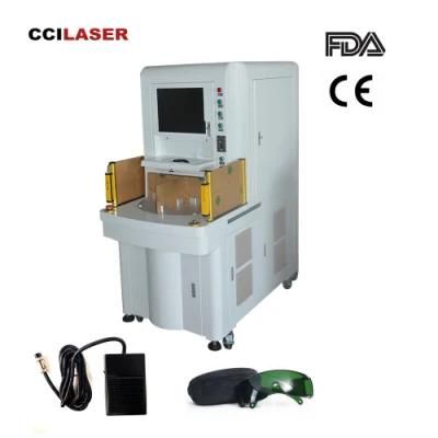 Europe Standard Auto Focus Raycus Laser Source Rotary Axis Full Closed Cover Fiber Laser Marking Machine for Jewelry Deep Engraving