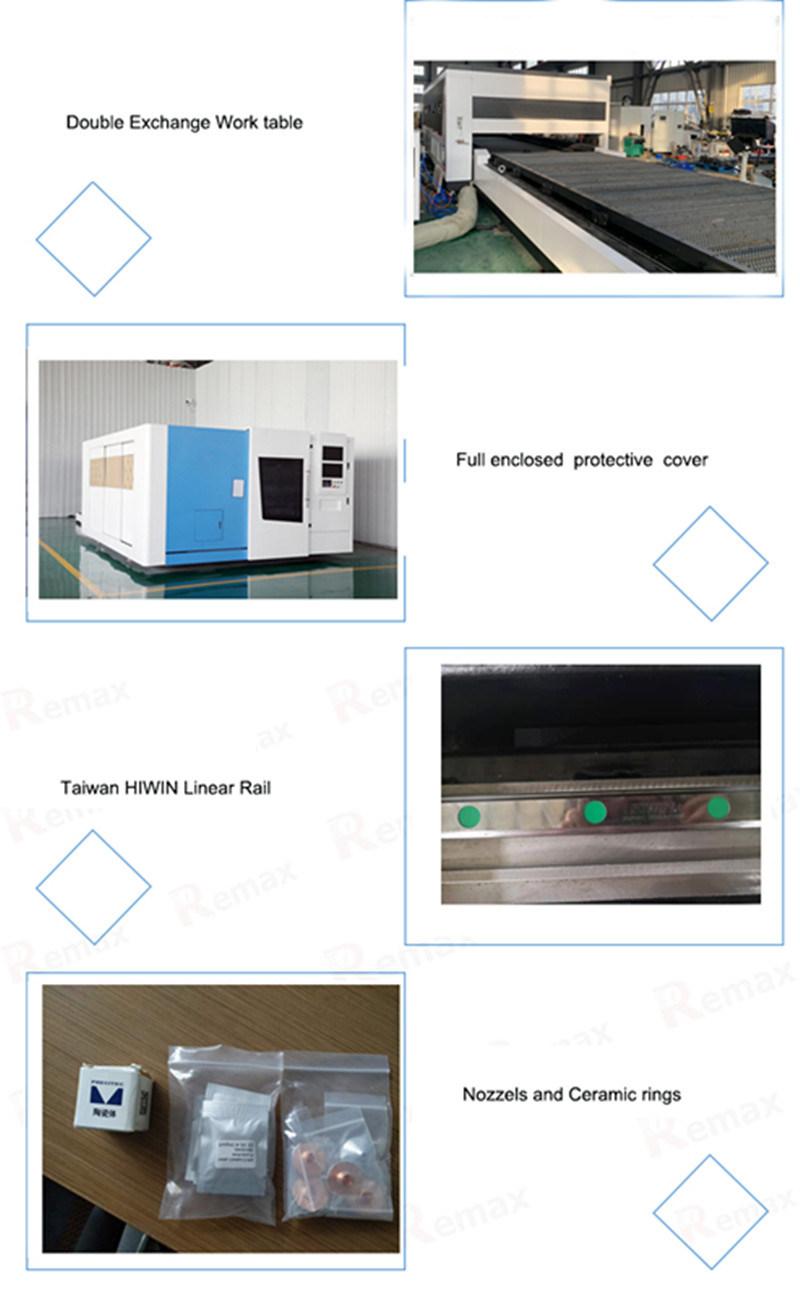 CNC Automatic High Power Autofocus Laser Head Enclosed Fiber Laser Cutter Cutting Machine with Exchange Table and Cover Remax 3015