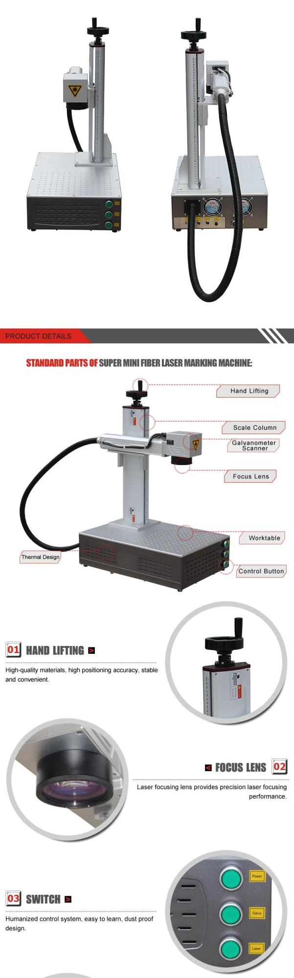 Combined Mini Fiber Laser Marker for Metal Electrical Plastic Parts