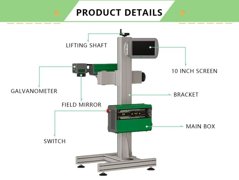 20W /30W /50W Flying Laser Enclosed Fiber with Rotary Laser Printing Laser Marking Machine