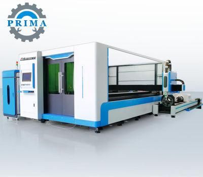 Industry CNC Fiber Laser Cutting Machine for Sheet Metal Cutting with Full Enclosde Cabinet and Exchange Tables