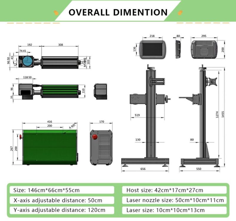 High Precision Split Type Metal 20W/ 30W /50W Optional Flying Fiber Laser Marking Machine