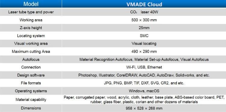 Vmade CNC CO2 Laser Engraving Cutting Machine for Leather Wood Acrylic