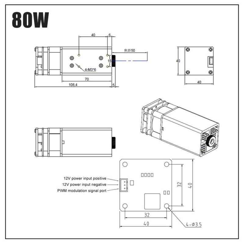 80W Laser Module for 8mm Plywood Cutting