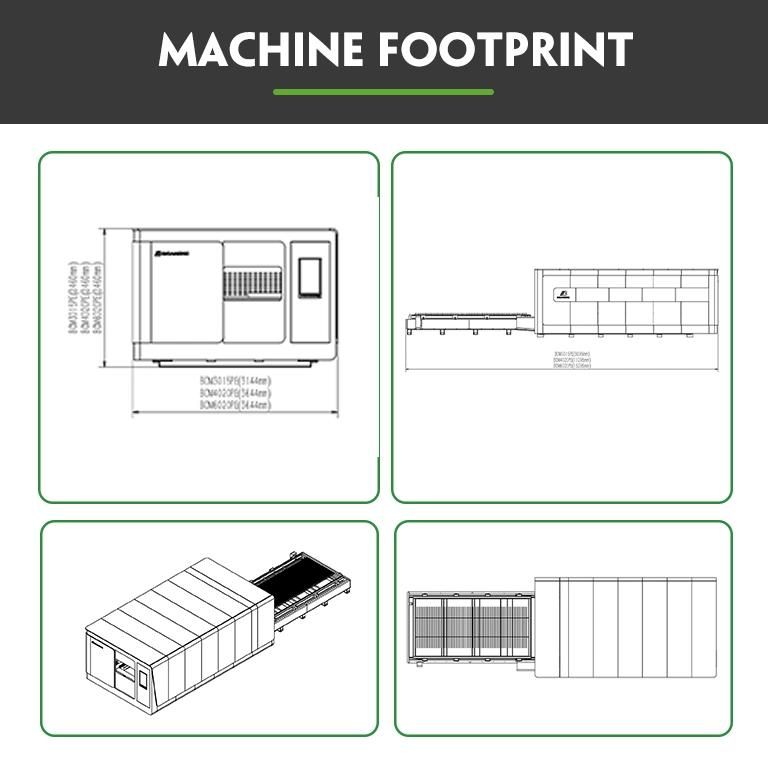 1000W 2000W 3000W 4kw CNC Fiber Laser Cutter for Steel Aluminum Sheet Metal