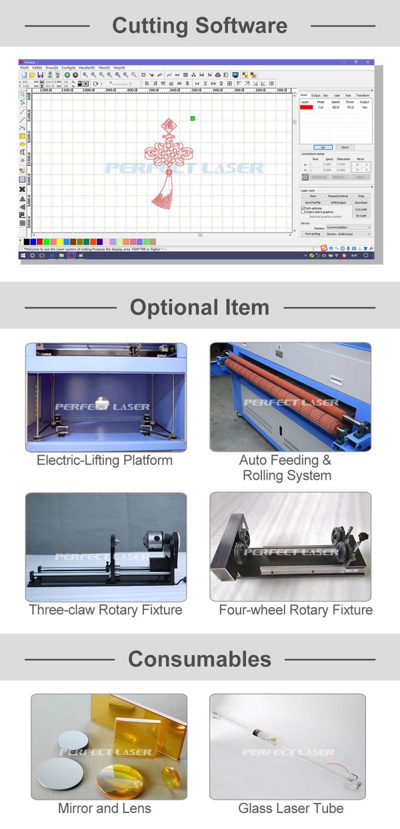 CO2 Acrylic Laser Engraving Cutting Machine for Leather Plastics