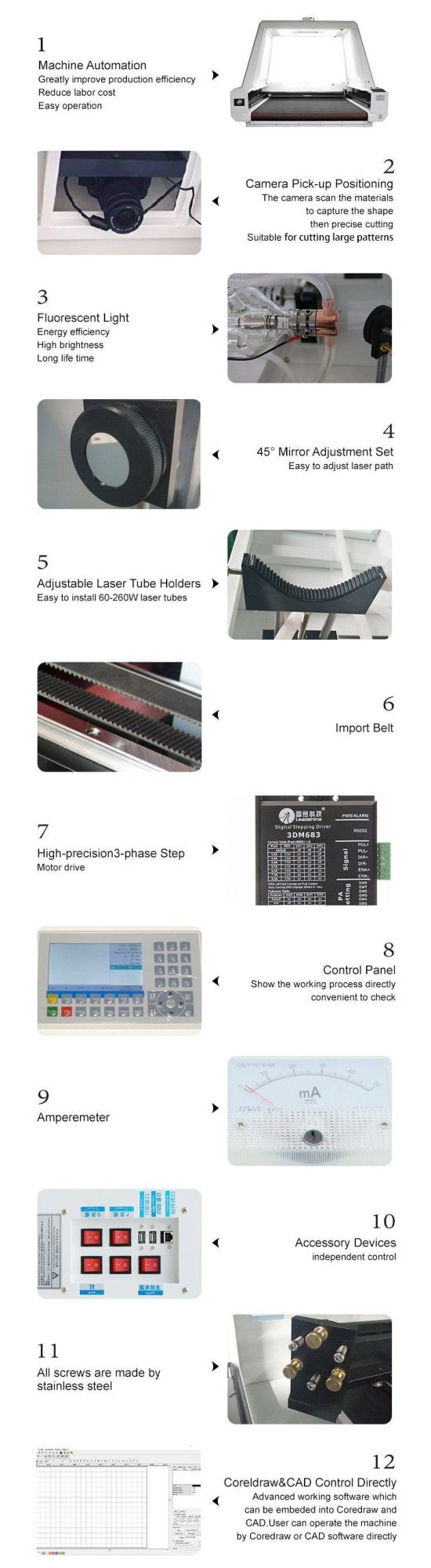 Lihua 1812 Laser Cutter Sublimation Cloth Fabric Big Visual Ccd Camera Co2 Laser Cutting Machine with Conveyor