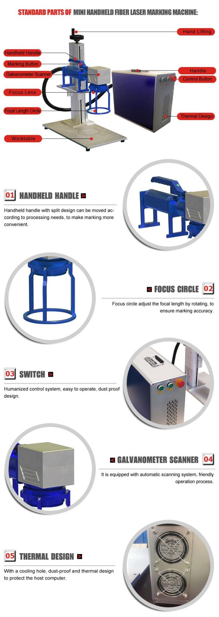 Mini Portable 50W Fiber Laser Marking Machine for Jewelry