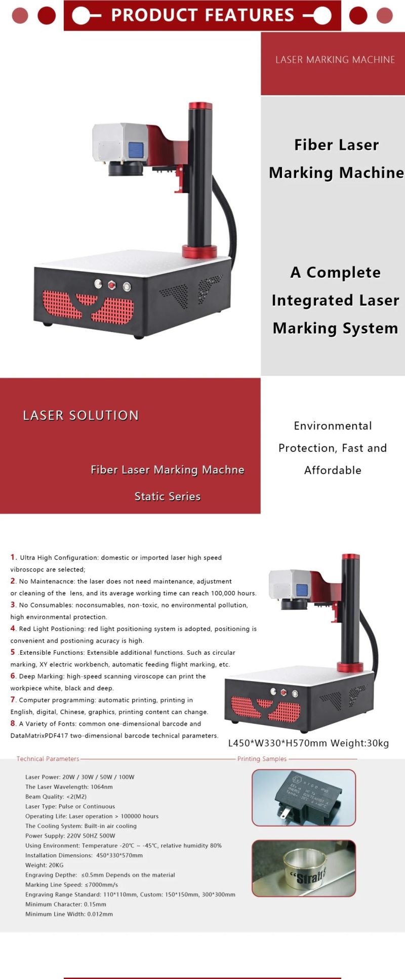 Desktop Fiber Laser Marking Machine Static Laser Logo Engraving Machine on PVC Card Metal Date Qr Code Printing Machine