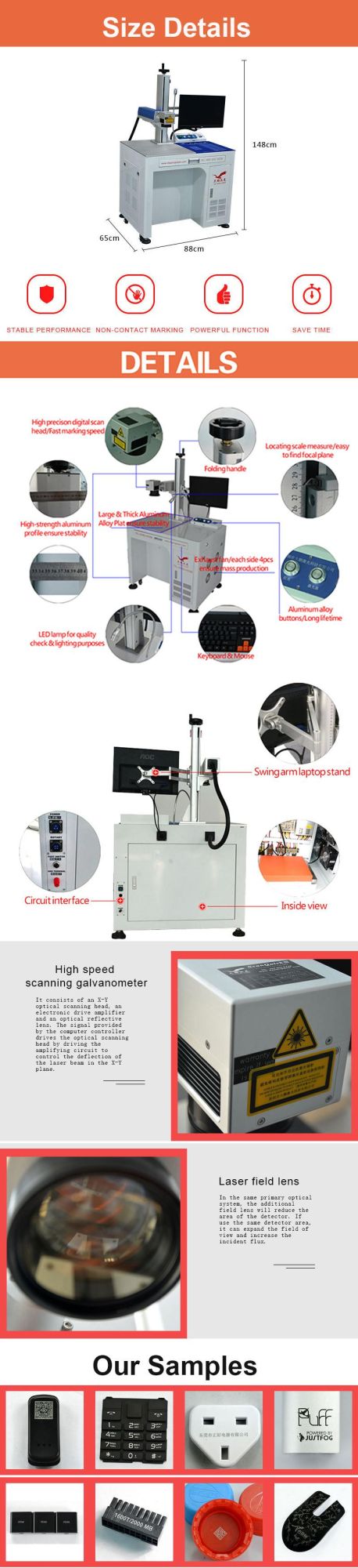 Dapeng 20W Mopa Laser Marking Machine Metal Laser Engraving Machine
