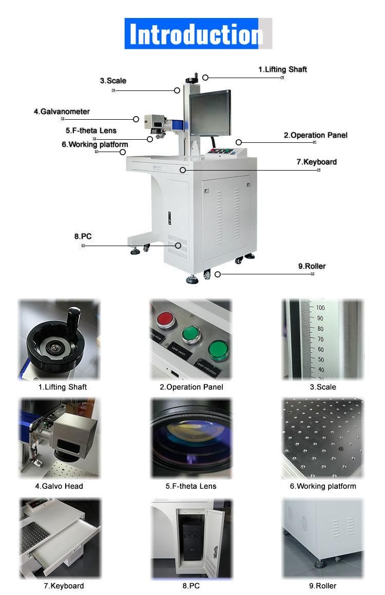 Fiber Laser Marking Machine 20W 30W 50W Metal Laser Engraving Machine for Making Logo Time Serial Number on Metal