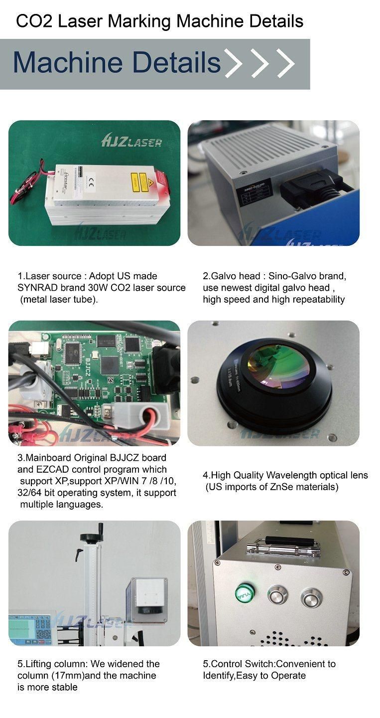 CO2 Laser Marker 30W 60W 50W on Wood /Paper/Leather