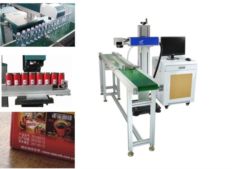 CO2 Laser Marking Machine on The Fly Marking for Soft-Drinks Packaging