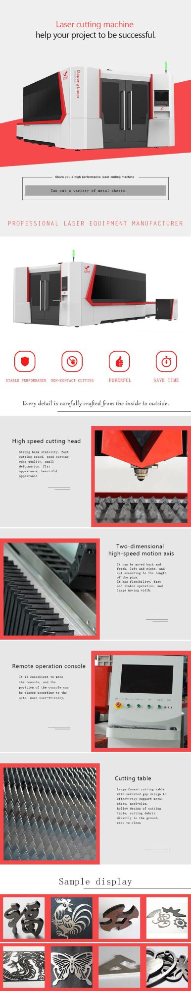 2000watt China/Germany Laser 3mm Red Copper (N2) Cutting Machine