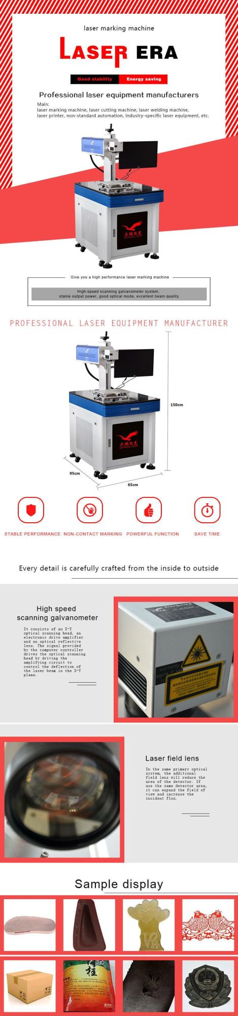 Factory Laser Marking Machine Wood Ce