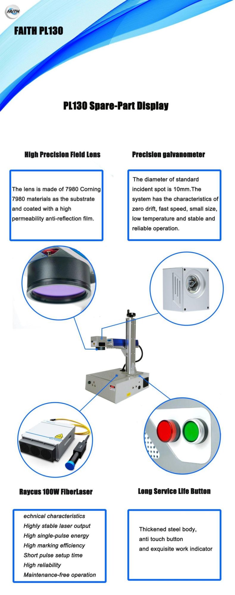 Faith CNC Economic High Efficiency Fiber Laser Marking Machine for Metal