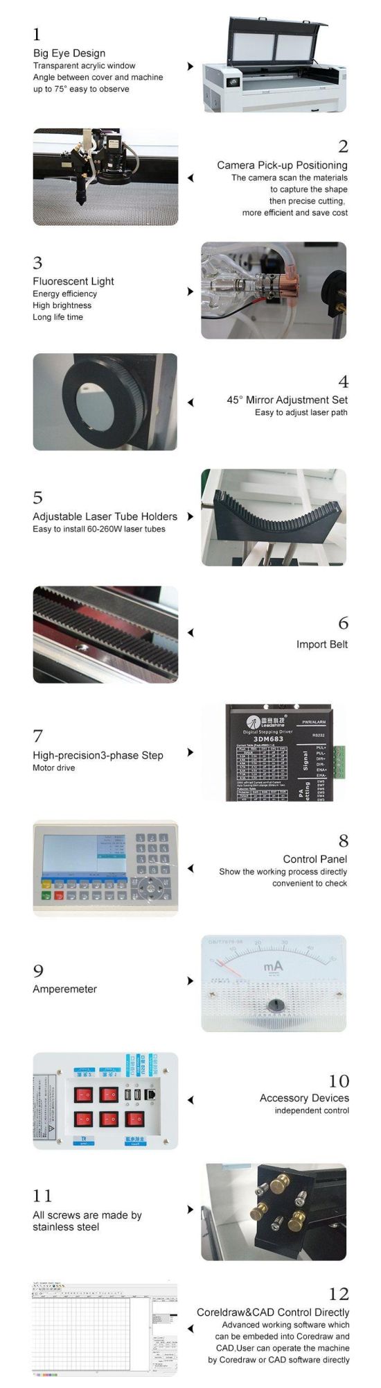 Lihua 1390 Laser Cutter CCD Camera Positioning Embroidery Woven Label Vision CO2 Laser Cutting Machine