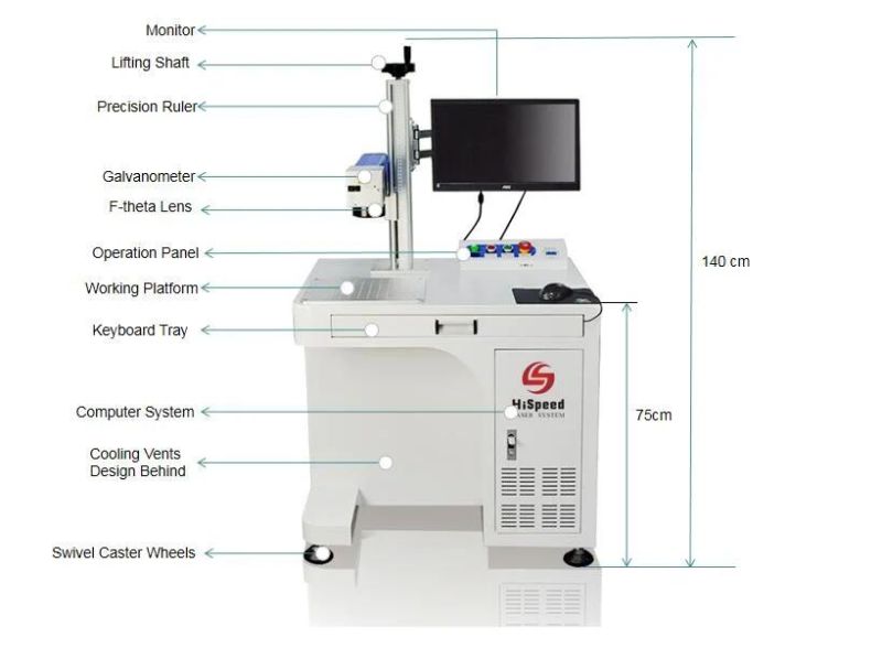 20W 30W 50W Laser Marking Machine Fiber Laser Engraver Metal Etching Machine