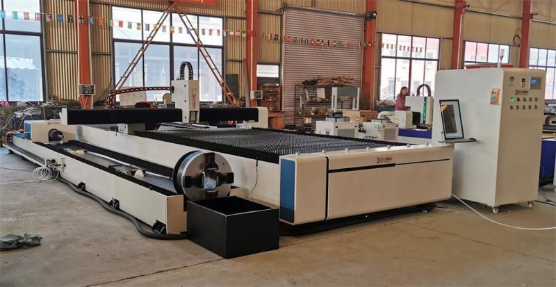 Low Price CNC Fiber 1kw 2kw 3kw Steel Cutting Machine with Rotary Attachment