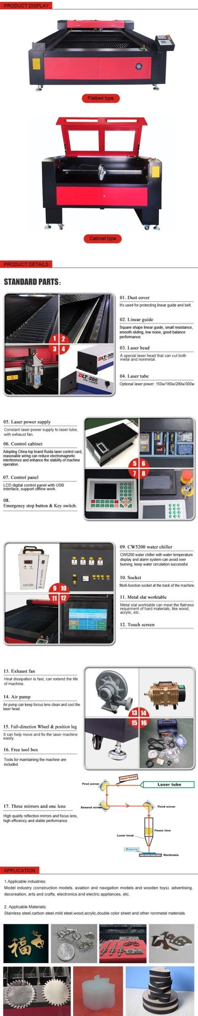 130W Mixed CO2 Laser Cutting Machine for Metal Nonmetal