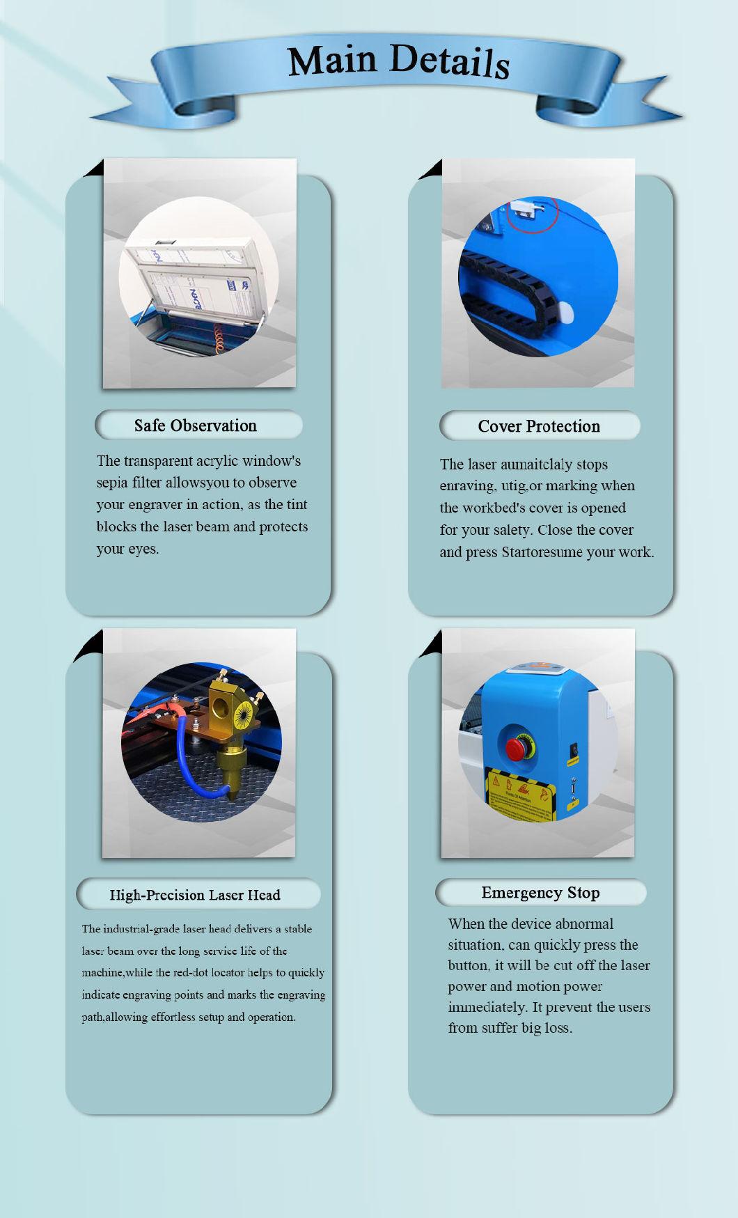 China Supplier CO2 Laser Engraver Laser Cutting Machine 600X400mm with Roary Ruida Controller