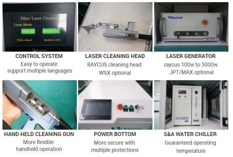 1000W 1500W 2000W Jpt Raycus Laser Cleaning Machine 100W for De-Rusting Metal Refurbishing Machine