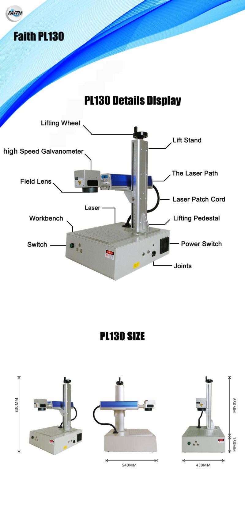 Faith CNC Economic High Efficiency Fiber Laser Marking Machine for Metal