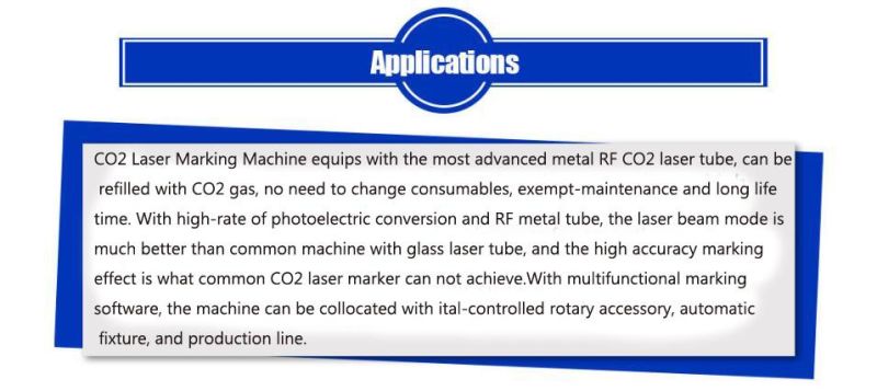 50W CO2 Metal Tube Fiber Laser Engraving/Marking Machine for Plastic/Electronic Components/Clothing/Leather/Shoes/ Non-Metal