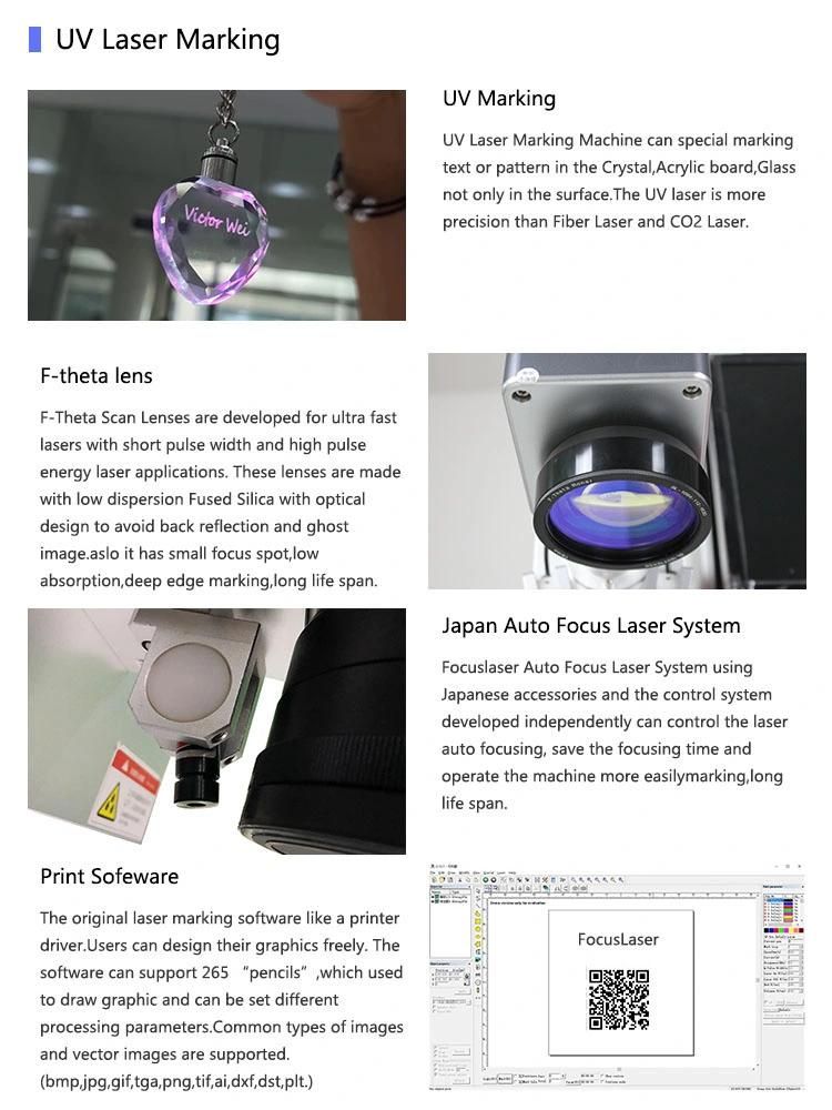 Focuslaser UV Laser Engraving Marking for Glass and Crystal