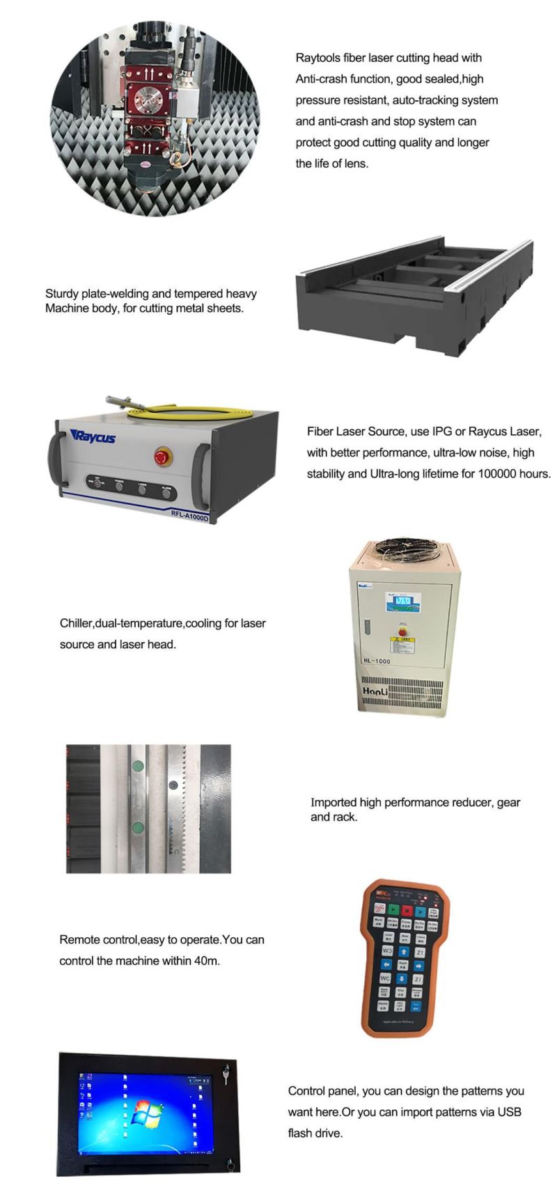 3000X1500mm Work Table Laser Cutting for Steel Machines with Raytools