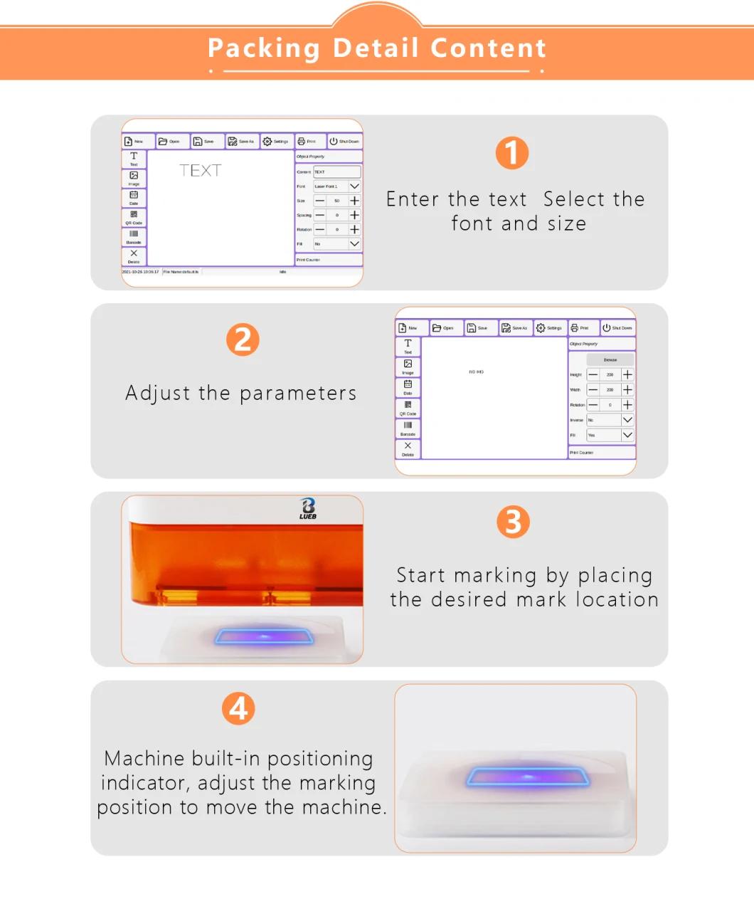 Portable Laser Printing Batch Code Number Coding Machine for Plastic