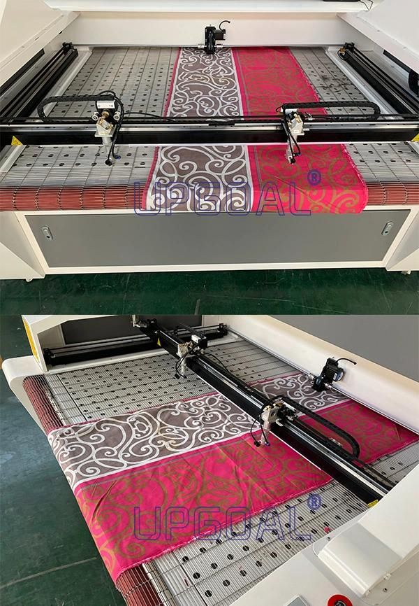 Large CCD Auto Feeding CO2 Laser Cutting Machine for Embroidery Fabric Logo Cutting with Dual Head 1600*1000mm