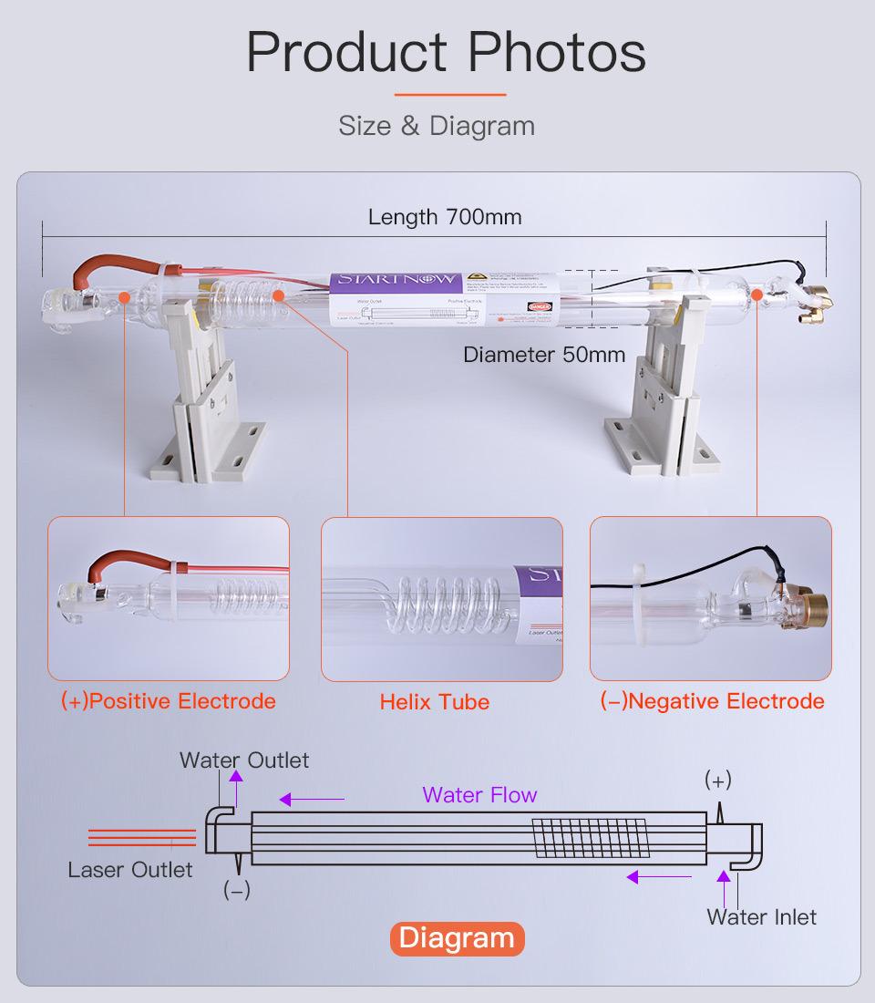 Monthly Deals Startnow 40W CO2 Laser Tube 700mm Laser Glass Lamp