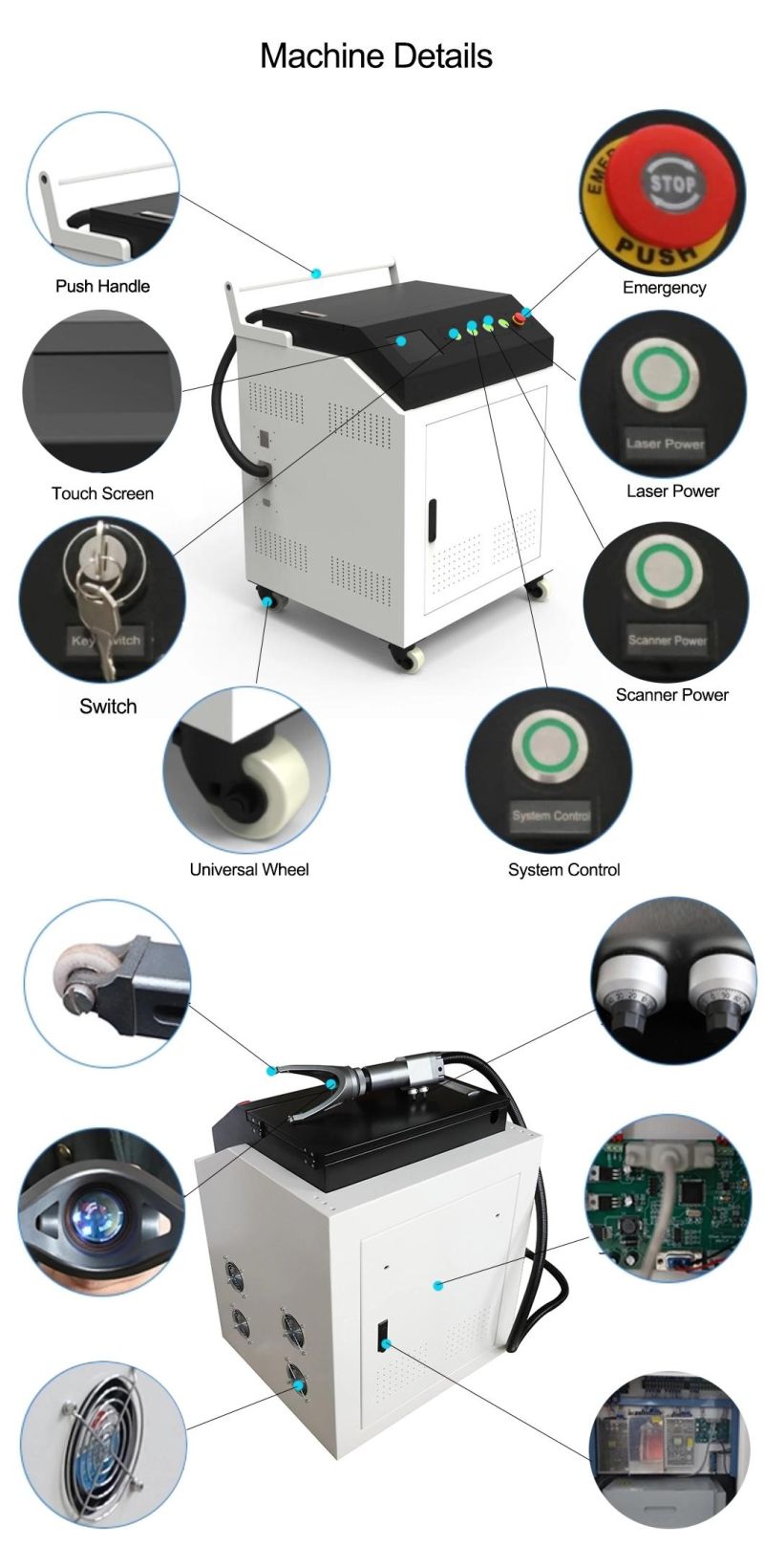 Raycus Source 50W/100W/200W/300W/500W Customized Clean Rust Removal/Paint Stripping/Oil Stains Remover CNC Cleaner Fiber Laser Cleaning Machine