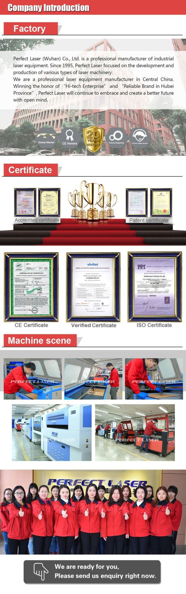 CO2 Laser Engraving Cutting Machine for Acrylic/Plastic/Wood /PVC