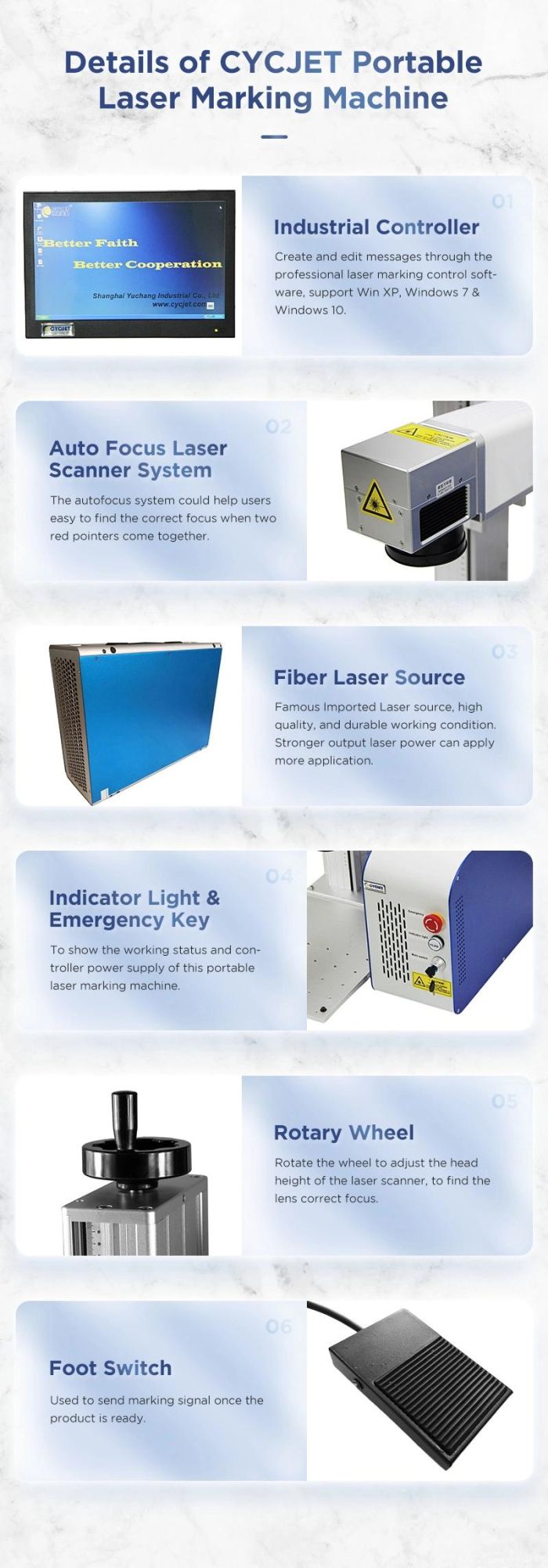 Cycjet Lf30 Portable Fiber Laser Marking Machine for Metal Materials