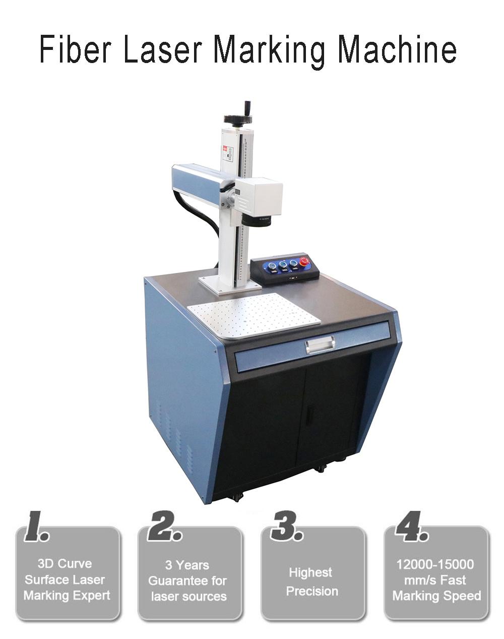 High Precision 20W/30W/50W Fiber Laser Marking Machine Price for Helmet ABS, Pes, PVC