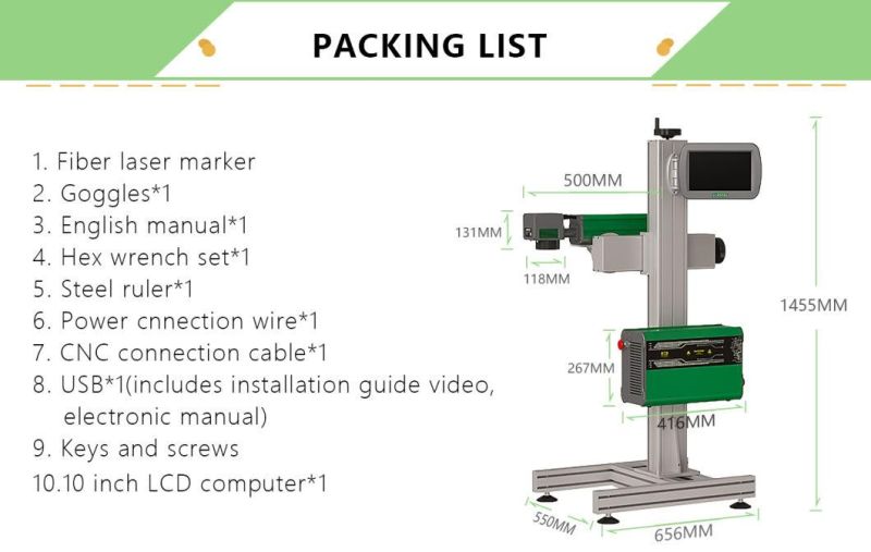 High-Speed Assembly Line Touch Screen Computer Integrated 20 Watt Flying Fiber Laser Marking Machine