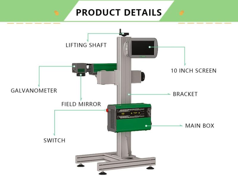 High-Speed Assembly Line Touch Screen Computer Integrated 20 Watt Flying Fiber Laser Marking Machine